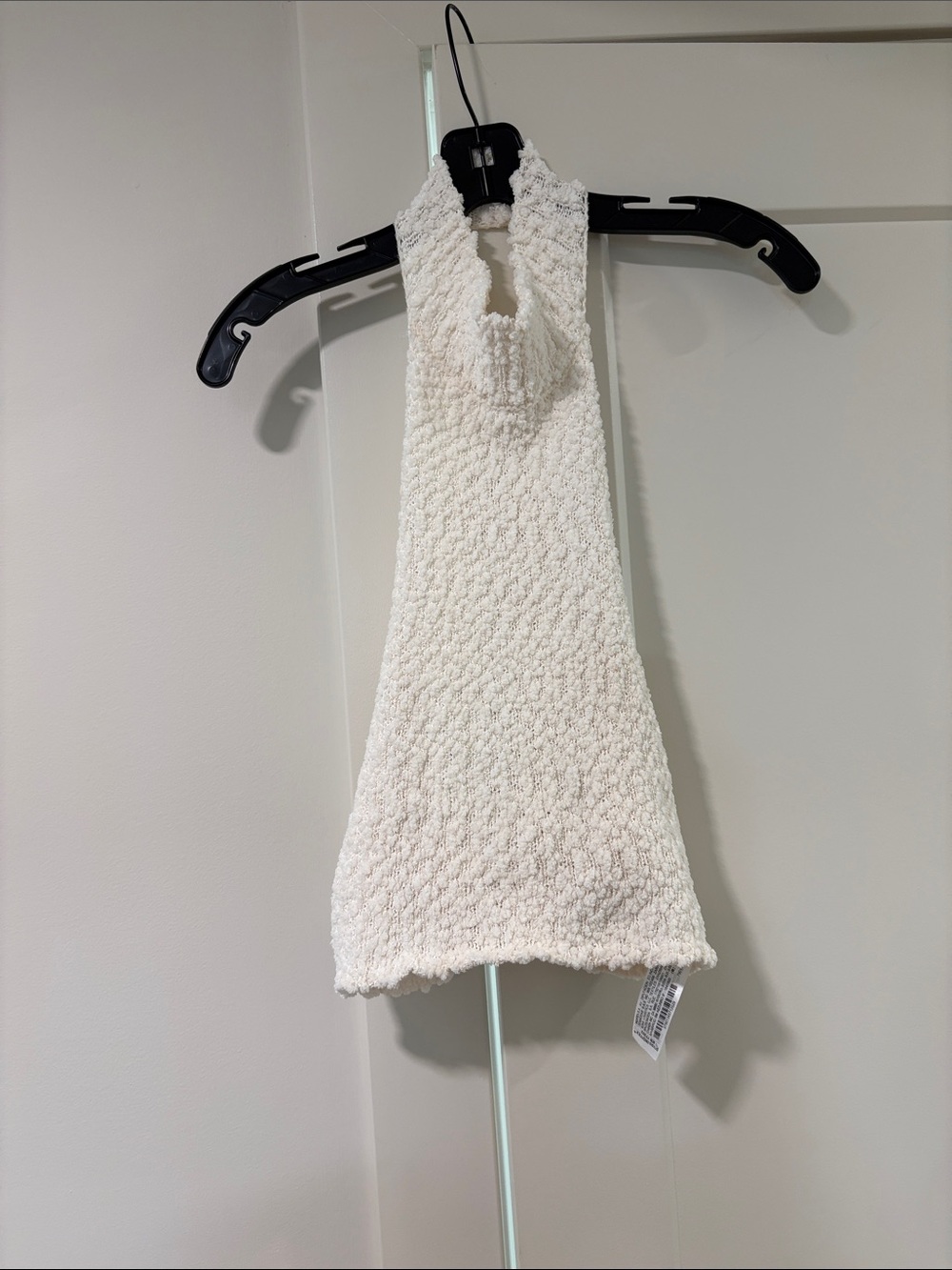 Zara Cream Textured Halter Tank Top